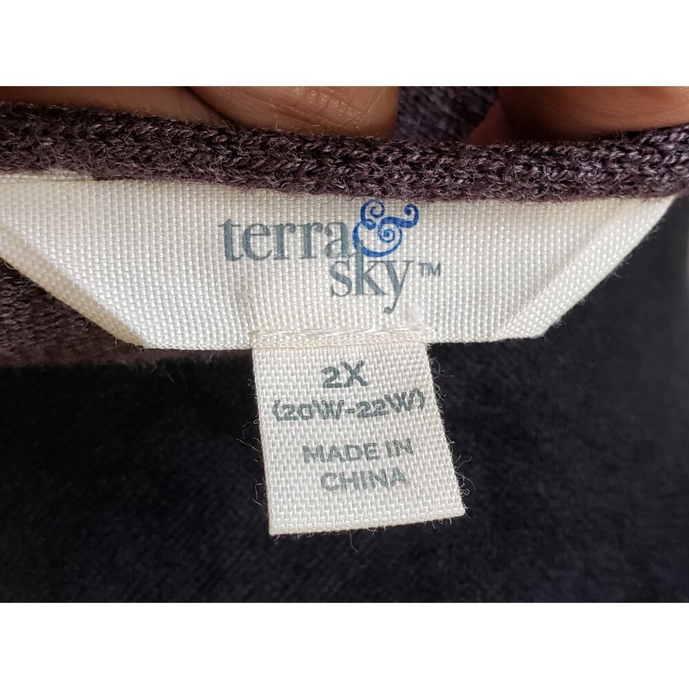 Terra & Sky Maxi Dress Womens 2X Brown Deep Neck Tie Waist Raglan Sleeve & Hem - Picture 4 of 14